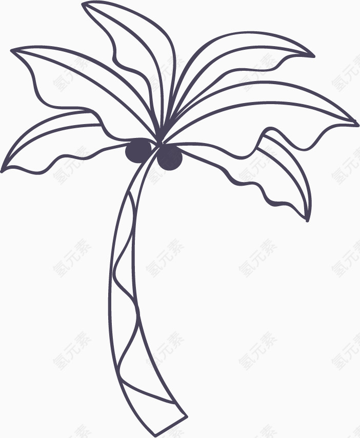 卡通手绘夏日元素椰树