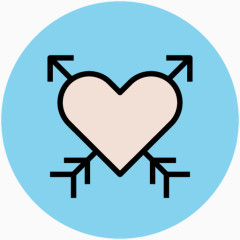 可爱卡通图标爱心剪影