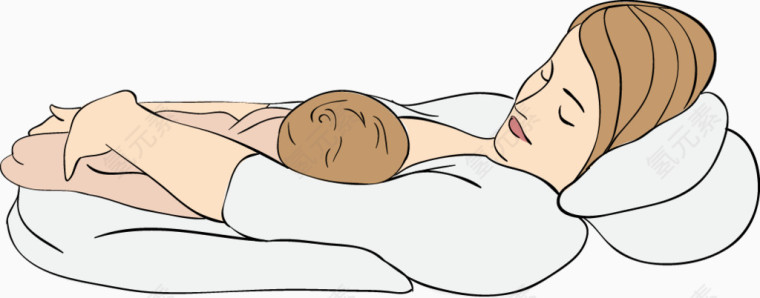 躺卧式哺乳喂养矢量图