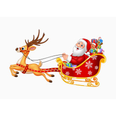 送礼物的圣诞老人和圣诞鹿矢量素材