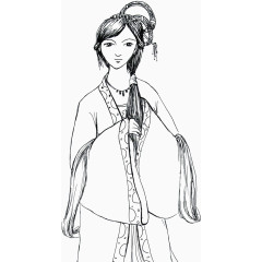 中国风古代模特剪影