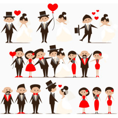 情人节伴郎伴娘婚姻卡通手绘