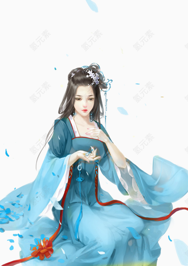 手绘唯美古典人物png