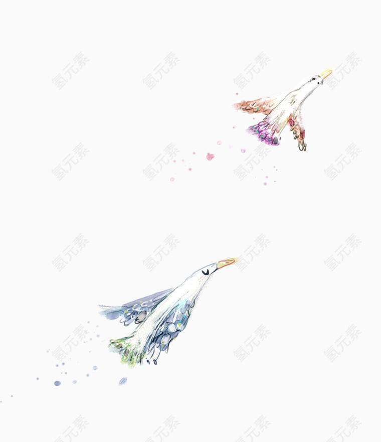 手绘清新飞机插画