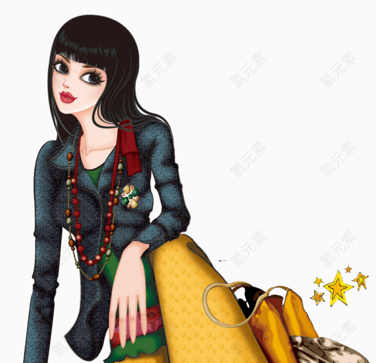  手绘时尚女性