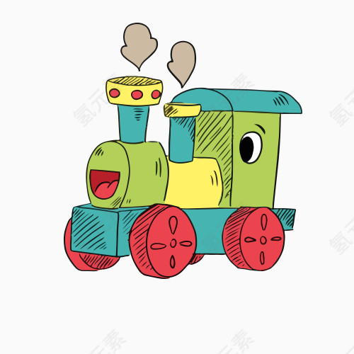 卡通线条交通工具小火车