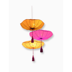 花灯荷叶流苏彩色吊灯手绘卡通