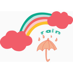 卡通彩虹雨伞