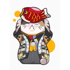 卡通手绘日本招财猫 
