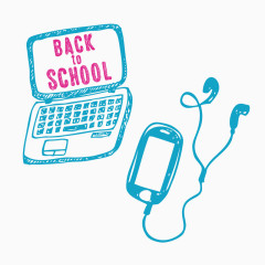 电脑手机耳机手绘