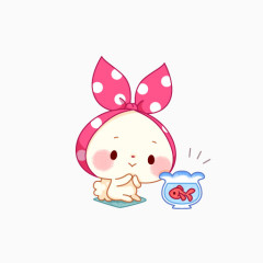 卡通头带粉色蝴蝶结的小兔子