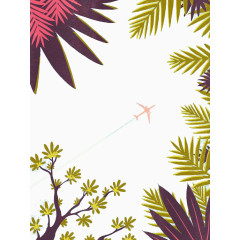 树叶中飞过的飞机