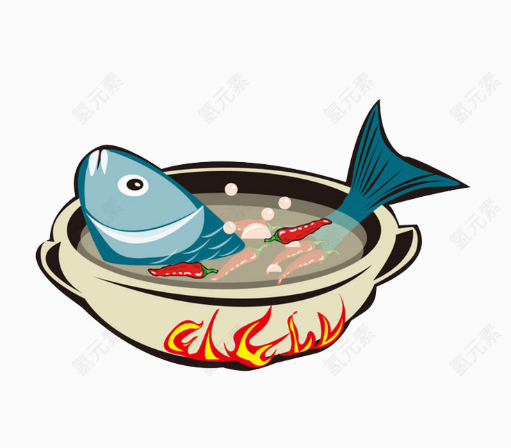 卡通美食餐饮火锅涮鱼