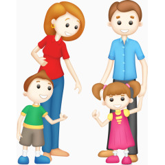 卡通手绘人物儿童一家人