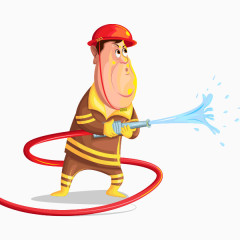 手绘卡通消防员