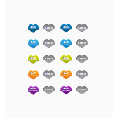 心形立体感图标按钮PSD