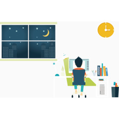 矢量熬夜加班场景