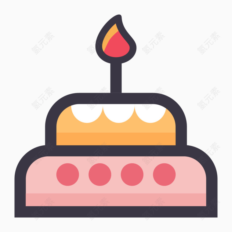 卡通精美图标生日蛋糕
