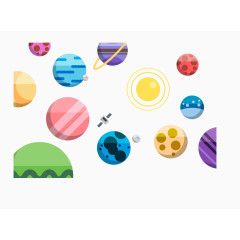 扁平化太空星球插画矢量