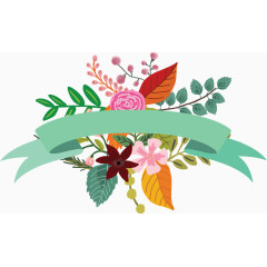 绿色标签栏花卉装饰