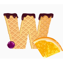 水果威化饼干英文字体字母W