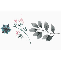 童话水墨手绘植物花卉