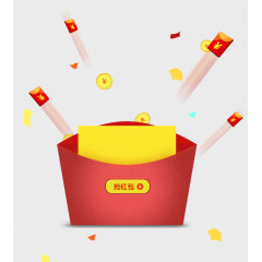 红包雨金币抢红包手绘卡通