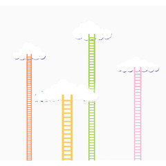 卡通云朵与天梯背景矢量素材