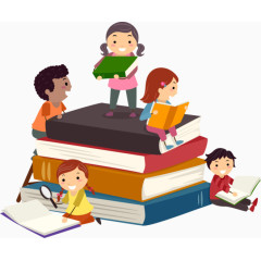 坐在书上的小孩