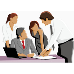 工作讨论商务卡通人物png素材