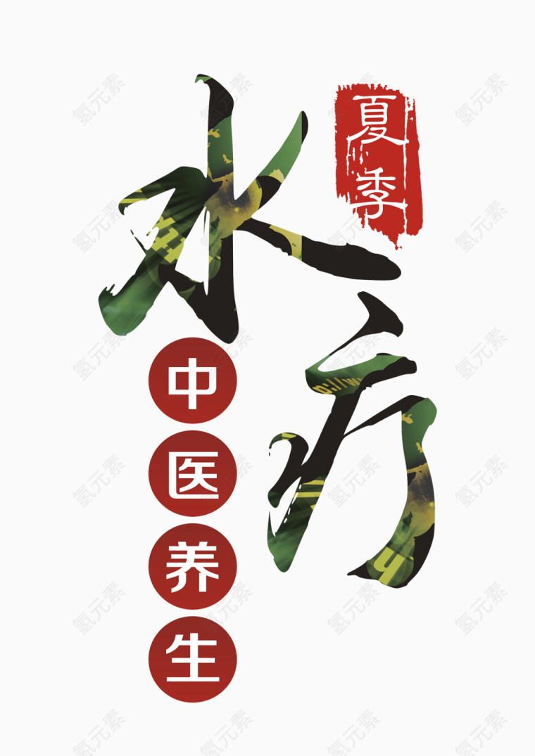 夏季中医养生水疗艺术字