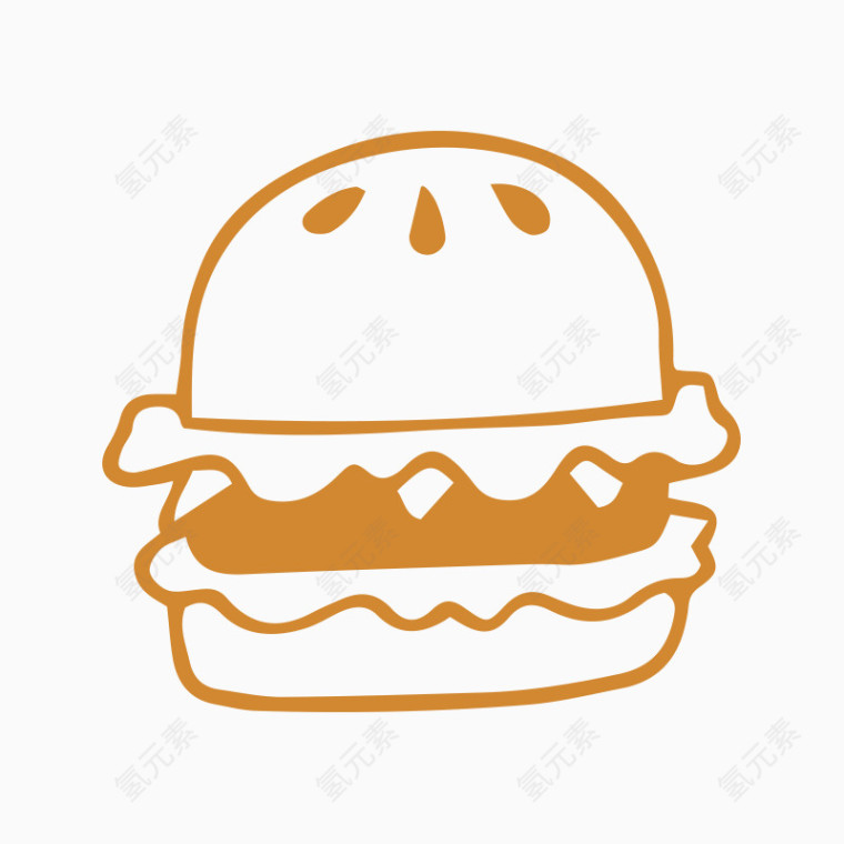 线描卡通汉堡