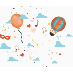 热气球云朵星星点点