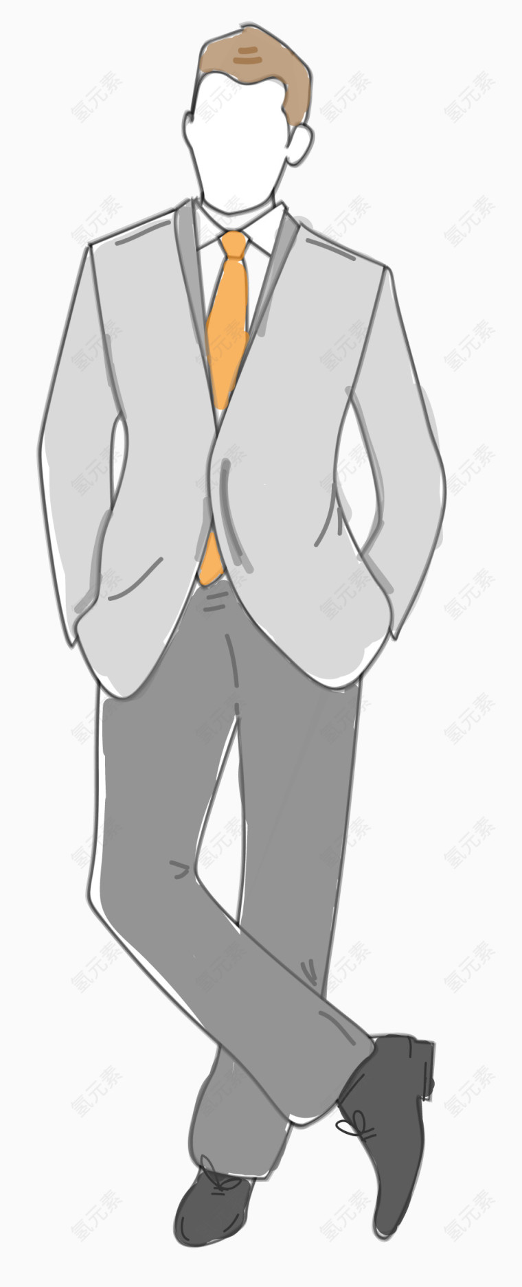 简笔画时尚男模特