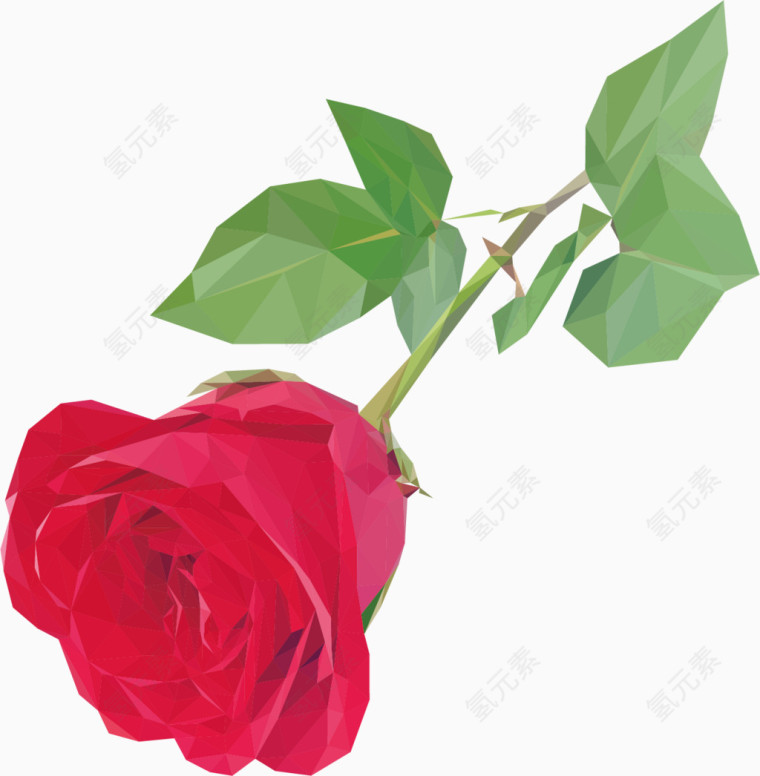 红玫瑰装饰元素