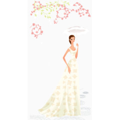 优雅卡通婚纱新娘矢量素材