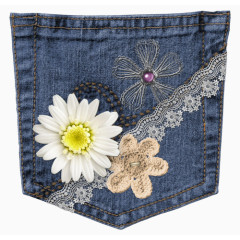 漂亮的鲜花牛仔服