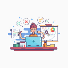 写字和咖啡的白领