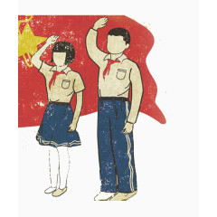 手绘少先队员
