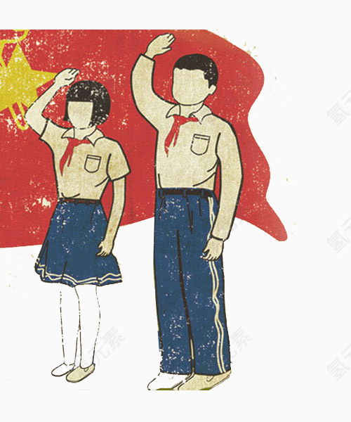 手绘少先队员