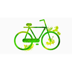 绿色手绘自行车