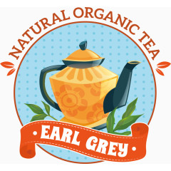 茶叶茶壶标贴矢量图