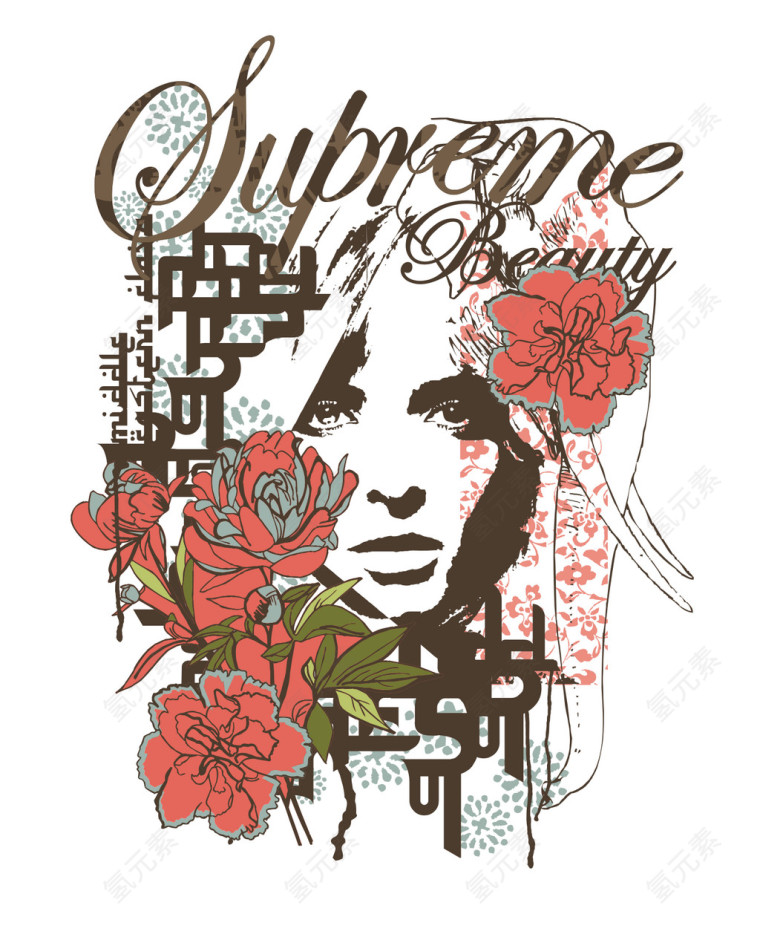 矢量服装女孩印花