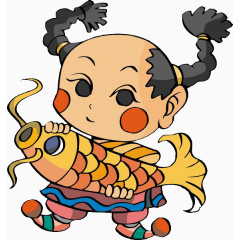 卡通手绘招财童子