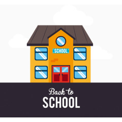 开学季卡通手绘黄色小房子