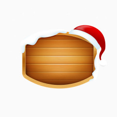 卡通圣诞节木板圣诞帽下雪