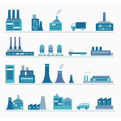 4款蓝色工厂卡片矢量素材