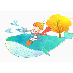彩绘清新小王子场景插画