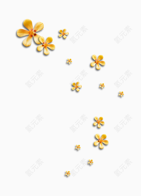 金黄色桂花花瓣雨手绘卡通