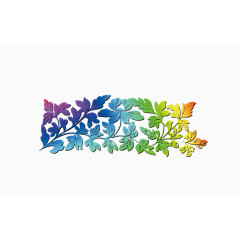 五彩树叶形花纹元素